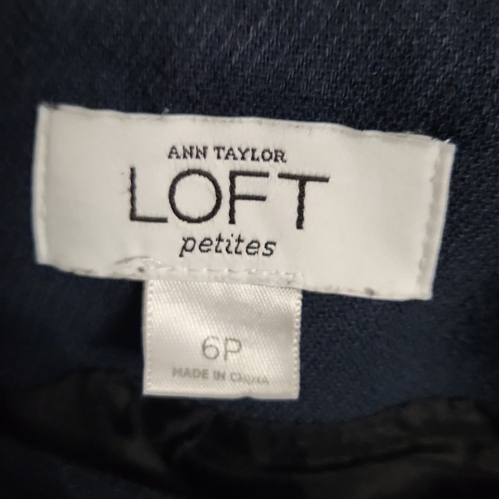 LOFT Dark Slate Blue Pea Coat with belted waist size 6 P - Picture 7 of 7